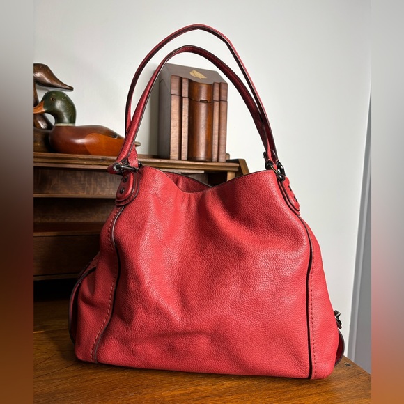 Coach Edie 31 Sunset Red Pebbled Leather w Gunmetal Hardware No. L1782-50123 - Picture 2 of 16